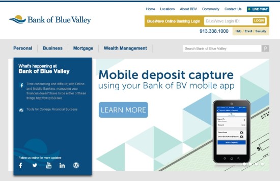 bank of blue valley online