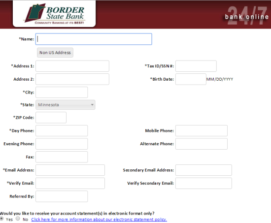 border state bank online banking